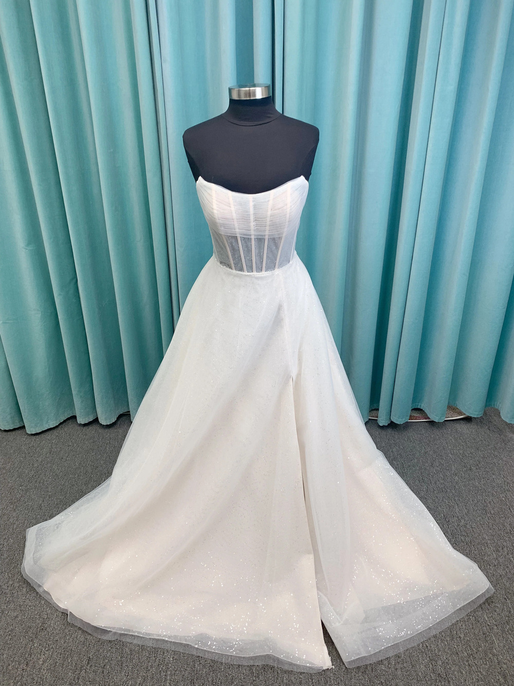 Morilee Style 15062 Tara Strapless A-Line Wedding Dress with Sparkle Tulle Over